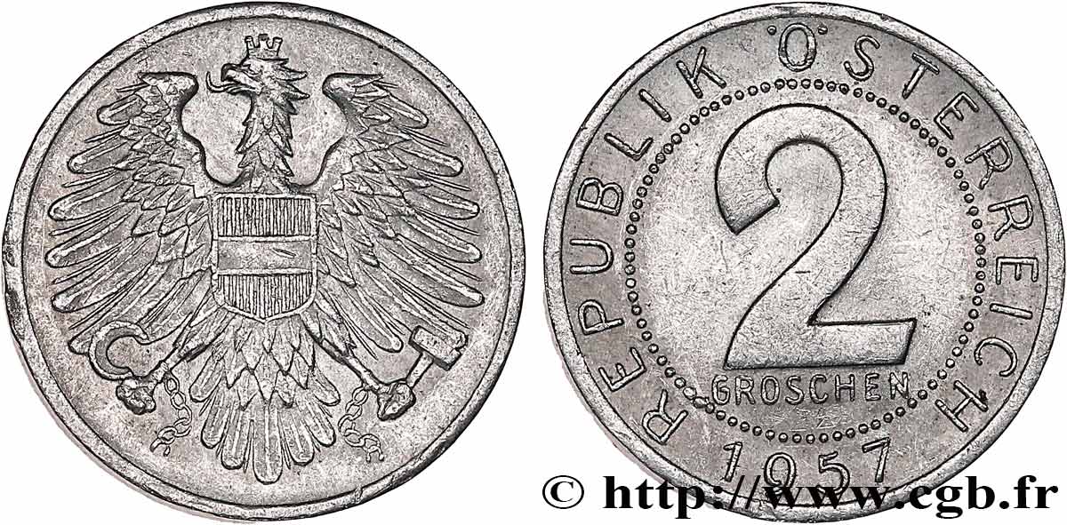 AUTRICHE 2 Groschen aigle 1957  SUP 