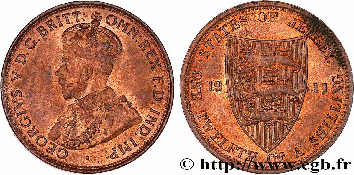 JERSEY 1/12 Shilling Georges V 1911  TTB+ 