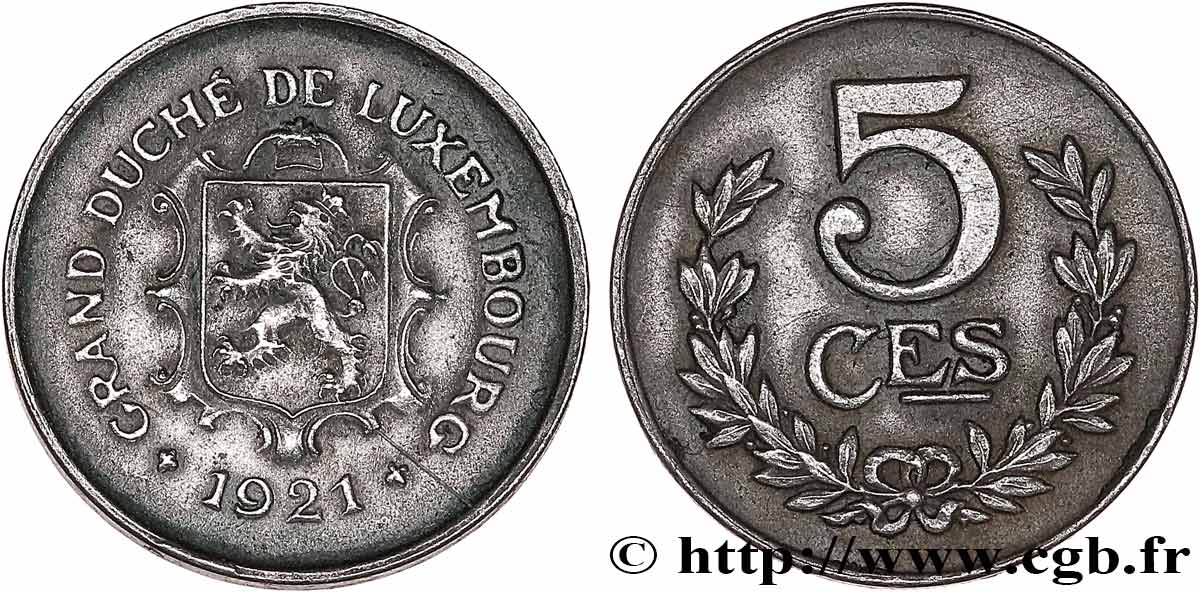 LUXEMBURG 5 Centimes 1921  VZ 