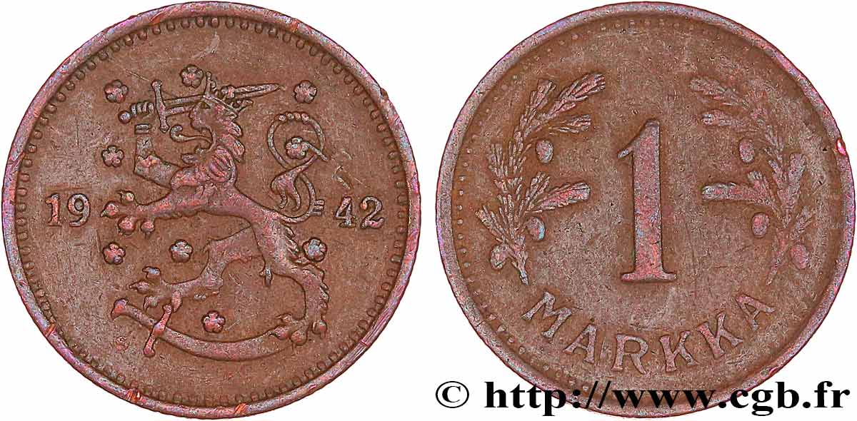 FINLANDIA 1 Markka 1942 Helsinki MBC 