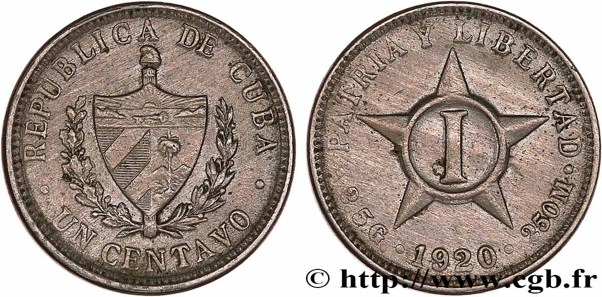 CUBA 1 Centavo 1920  SPL 