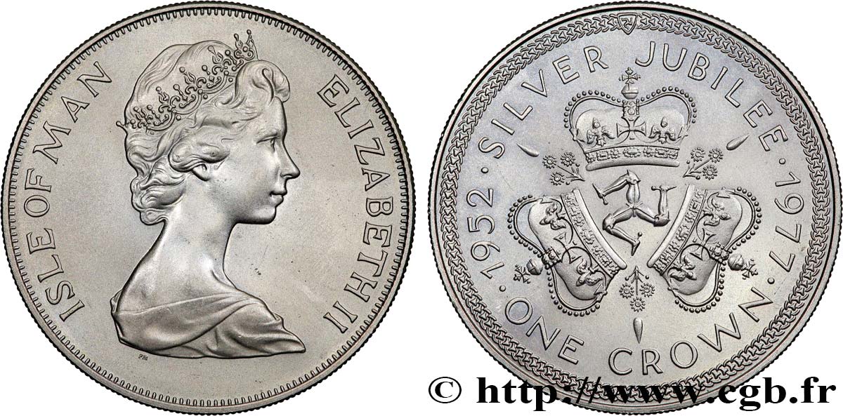 ISLE OF MAN 1 Crown Elisabeth II, jubilé d’argent 1977  AU 