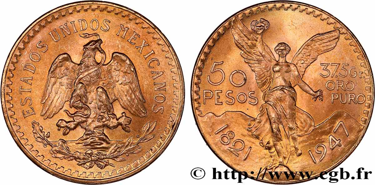 INVESTMENT GOLD 50 Pesos or 1947 Mexico fwo 765301 World coins