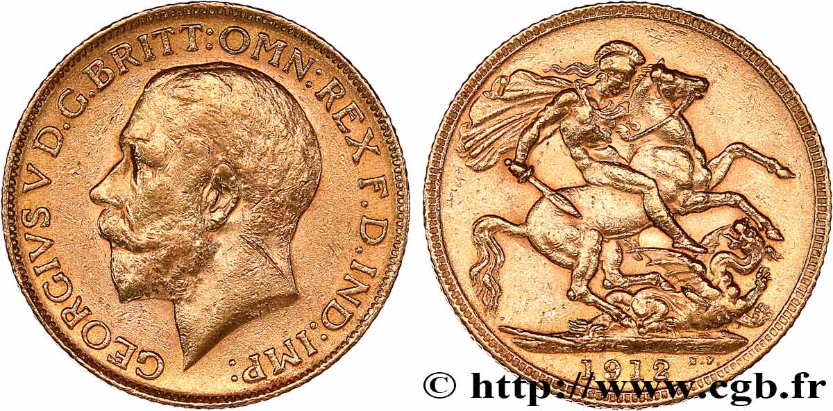 INVESTMENT GOLD 1 Souverain Georges V 1912 Londres MBC 
