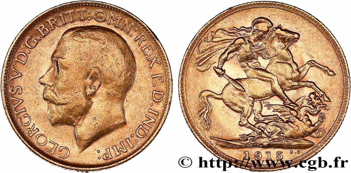 INVESTMENT GOLD 1 Souverain Georges V 1915 Londres MBC 