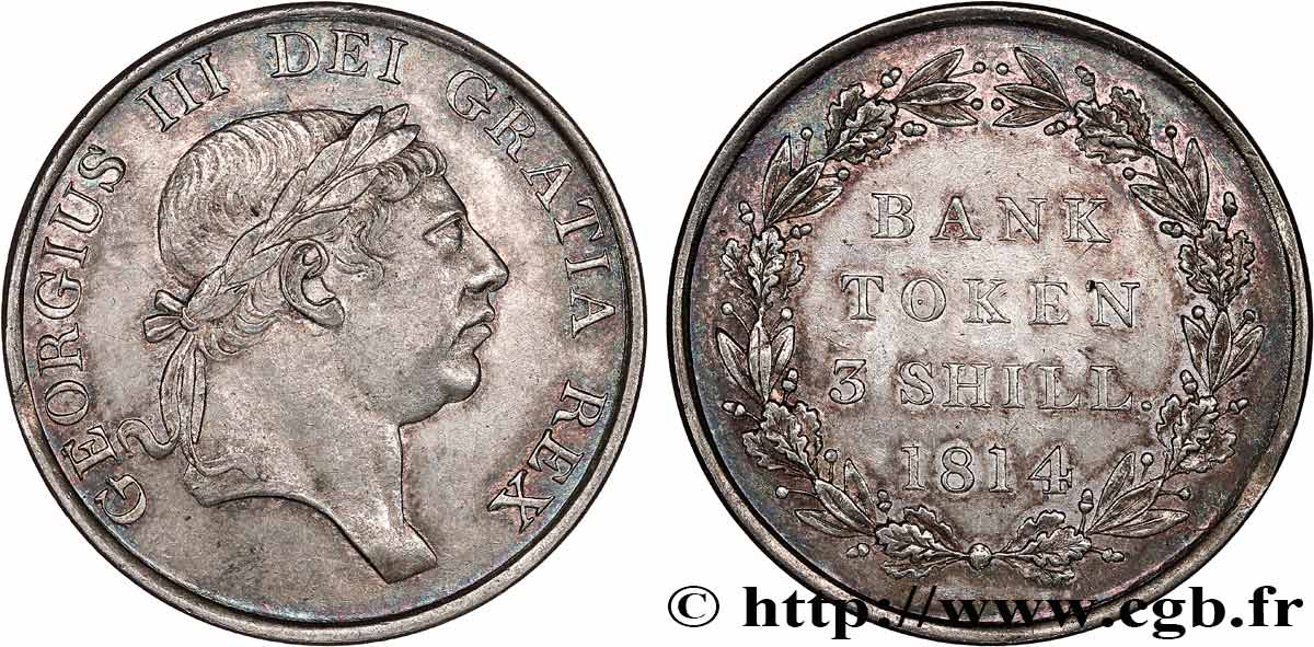 GRANDE-BRETAGNE - GEORGES III 3 Shillings  1814  TTB+ 