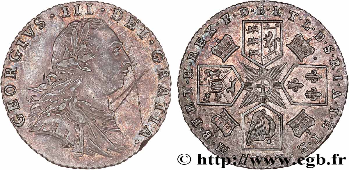 VEREINIGTEN KÖNIGREICH 6 Pence Georges III 1787  fVZ 
