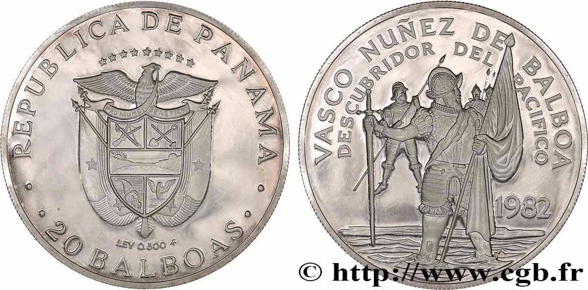 PANAMA 20 Balboas - Vasco Nunez de Balboa 1982  SPL 