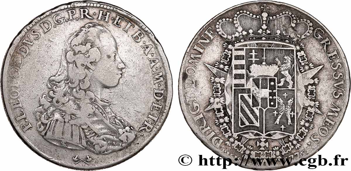ITALIE - GRAND DUCHÉ DE TOSCANE - PIERRE-LÉOPOLD Ier DE LORRAINE Francescone d’argent 1776 Florence TB+/TTB 