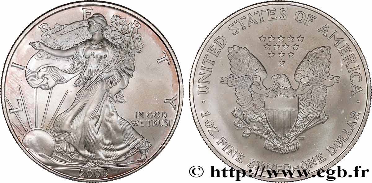 UNITED STATES OF AMERICA 1 Dollar Silver Eagle 2005 West Point MS 