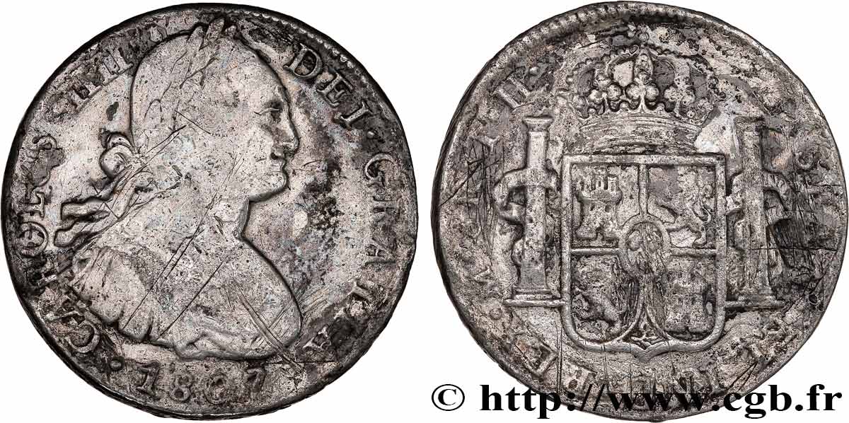 MEXICO 8 Reales Charles IV 1807 Mexico VF 