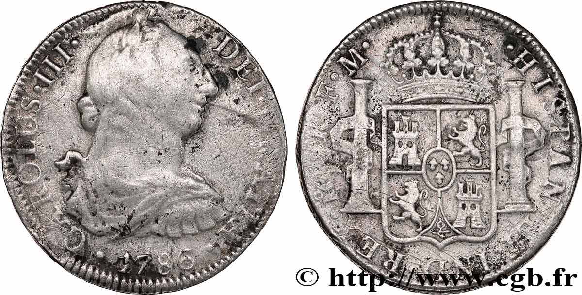 MEXICO - CHARLES III 8 Reales  1786 Mexico VF/VF 