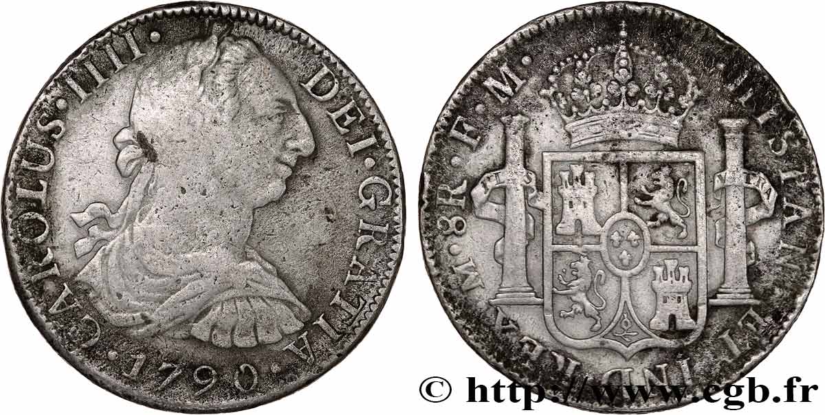 MEXICO - CARLOS IV 8 Reales  1790 Mexico BC+ 
