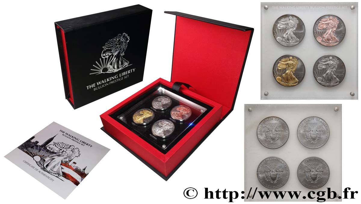 VEREINIGTE STAATEN VON AMERIKA 4 x 1 Dollar type Liberty Silver Eagle - Prestige Set 2015  ST 