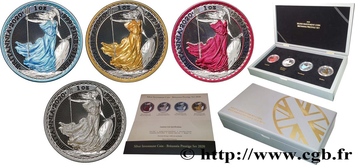 ROYAUME-UNI Coffret 4 x 2 Pounds Britannia - Prestige set 2020  FDC 