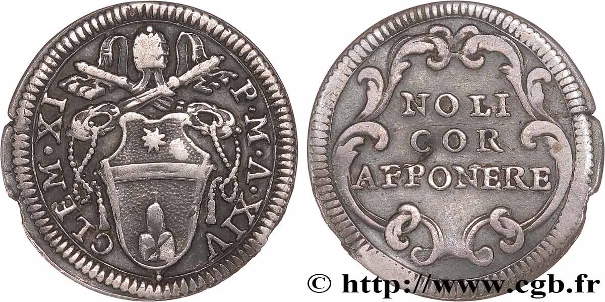 PAPAL STATES - CLEMENT XI (Gianfrancesco Albani) Grosso an XIV 1714 Rome XF 