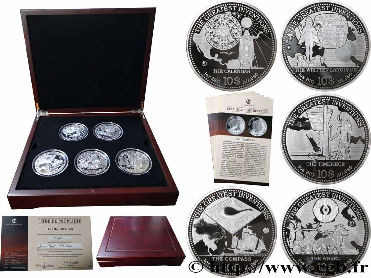 COOK ISLANDS Coffret 5 x 10 Dollars Proof Grandes Inventions 2014  MS 