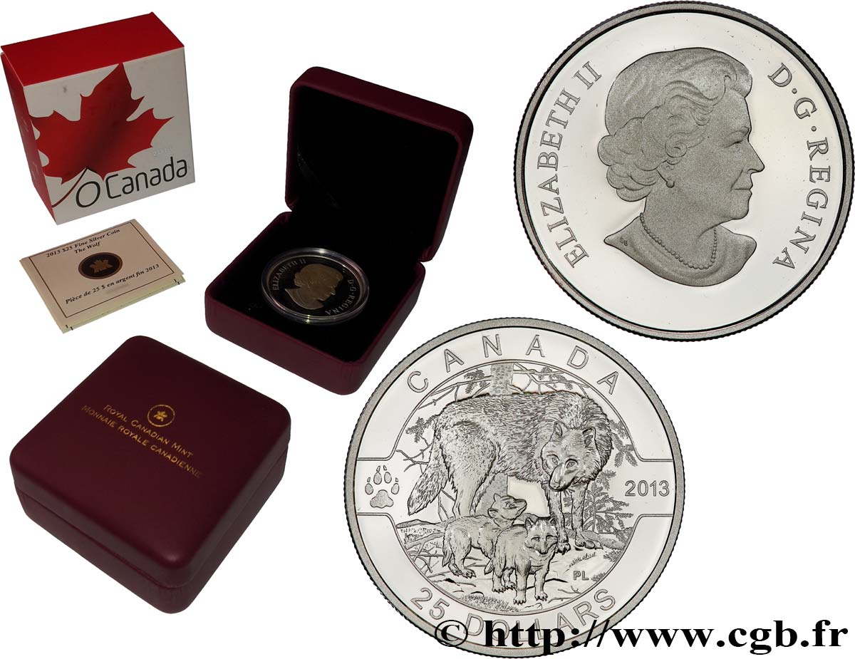 CANADA 25 Dollars Proof “Ô Canada” le Loup 2013  FDC 