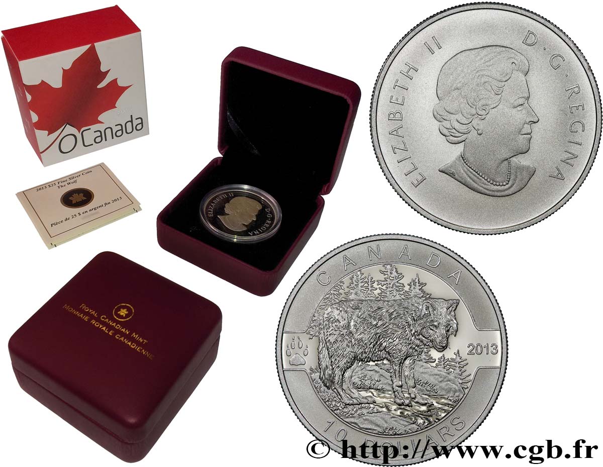 CANADá
 10 Dollars Proof “Ô Canada” le Loup 2013  FDC 