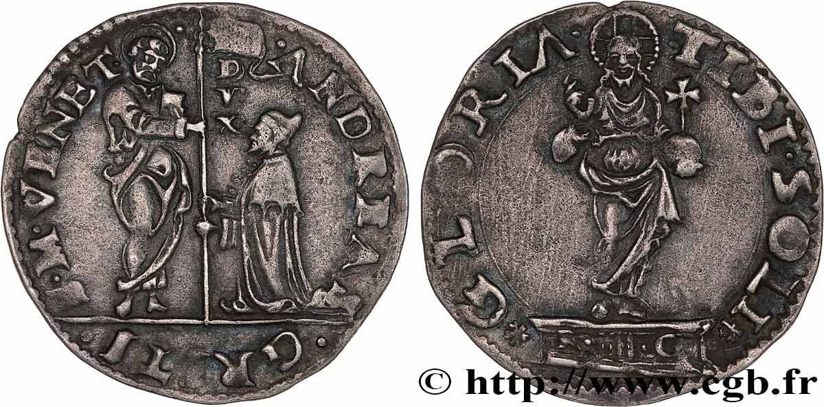 ITALIE - VENISE - ANDREA GRITTI (77e doge) Mocenigo ou Lira n.d. Venise TTB+ 