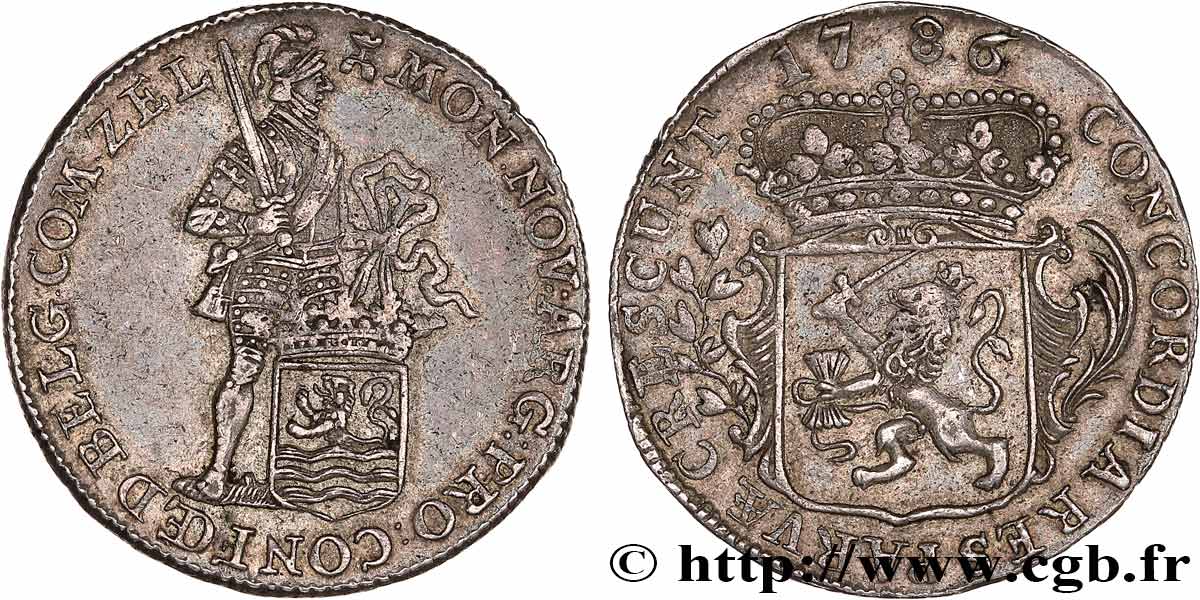 NETHERLANDS - UNITED PROVINCES - ZEELAND 1/4 Ducat d argent  1786  AU 