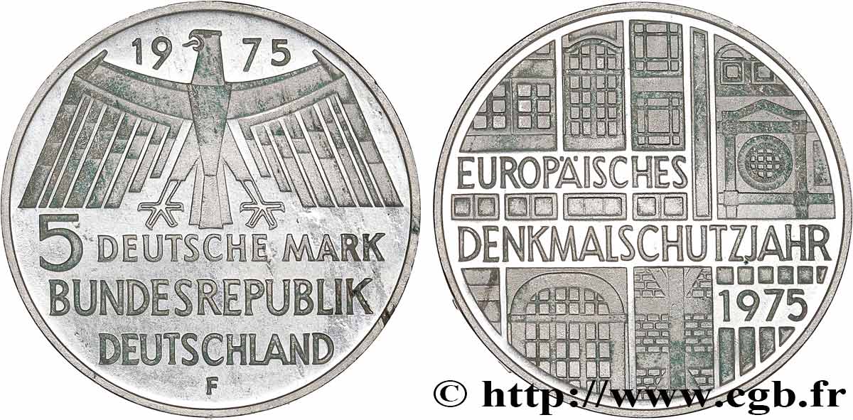 ALLEMAGNE 5 Mark Proof Année européenne du patrimoine 1975 Stuttgart - F SPL 