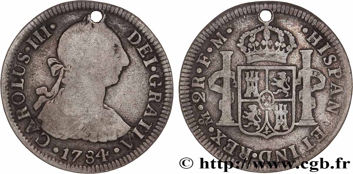 MEXIQUE - CHARLES III 2 Reales  1784 Mexico TB 