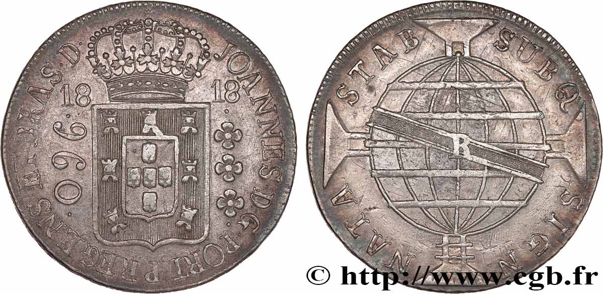 BRAZIL - JOHN VI 960 Reis  1818 Bahia XF 