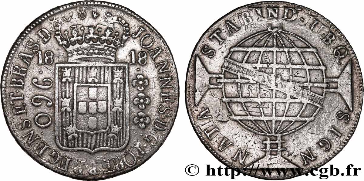 BRÉSIL - JEAN VI 960 Reis  1818 Bahia BB 