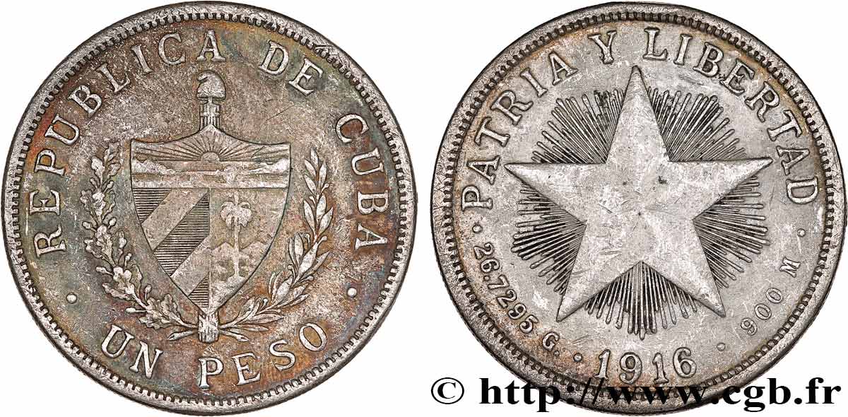 CUBA 1 Peso 1916  MBC 