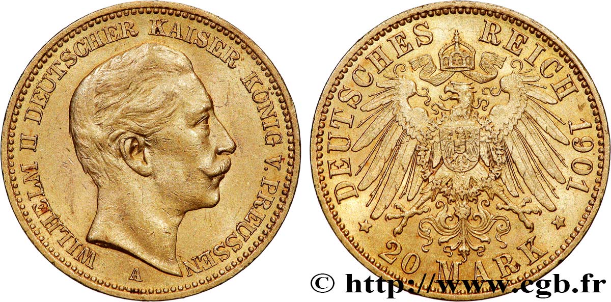 INVESTMENT GOLD 20 Mark 1901 Berlin XF 