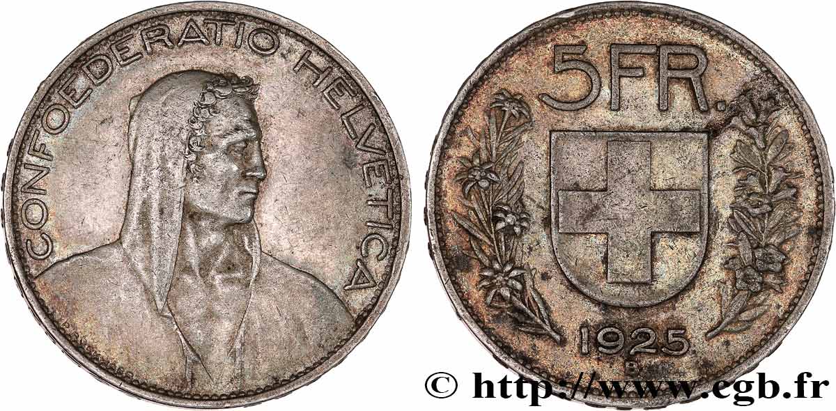 SCHWEIZ 5 Francs berger 1925 Berne SS 