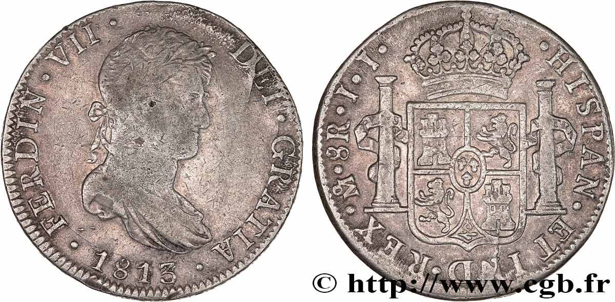 MEXICO - FERDINAND VII 8 Reales  1813 Mexico VF/XF 