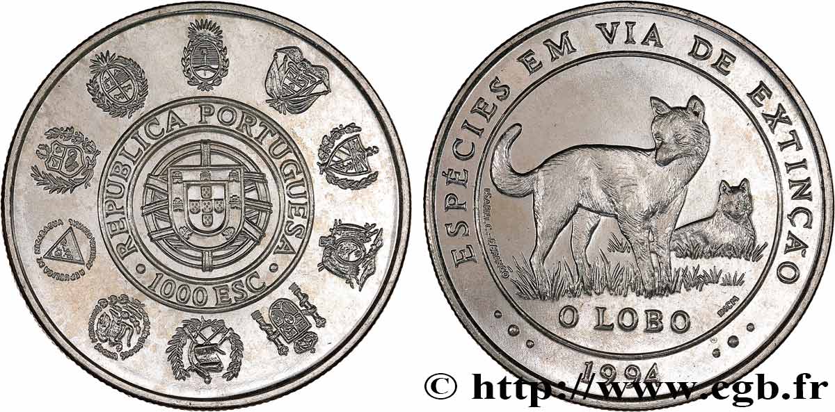 PORTUGAL 1000 Escudos Le Loup 1994  MS 