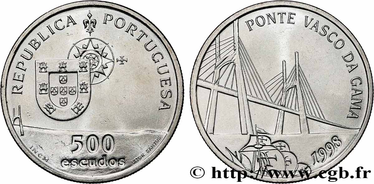 PORTUGAL 500 Escudos Pont Vasco de Gama 1998  SPL 