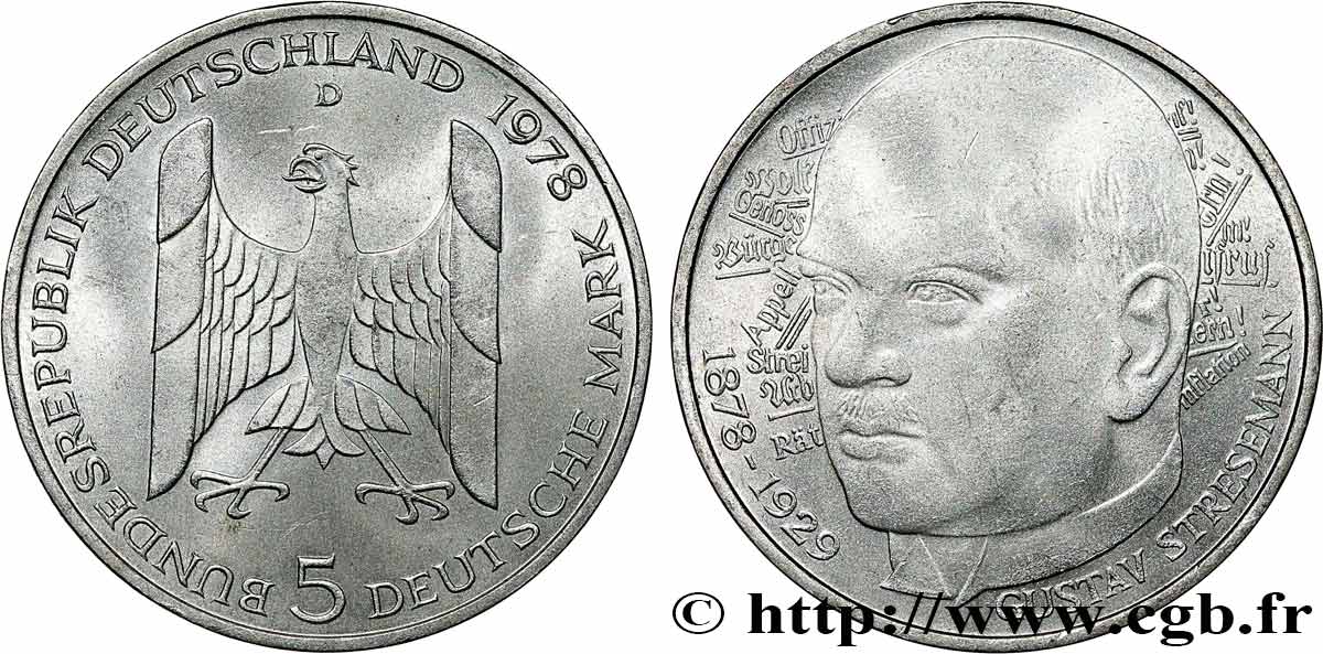ALLEMAGNE 5 Mark Gustav Stresemann 1978 Munich SPL 