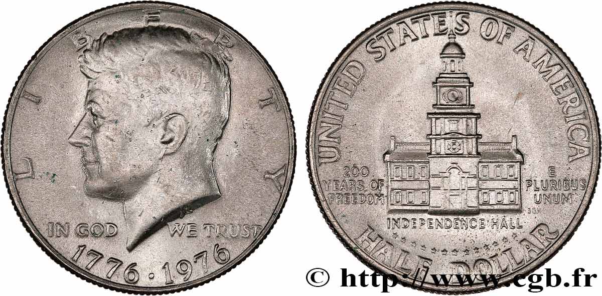 UNITED STATES OF AMERICA 1/2 Dollar Independence Hall bicentennaire 1976 Philadelphie AU 