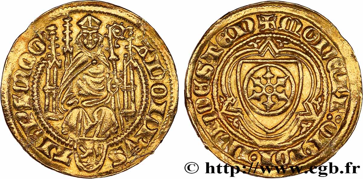 GERMANY - MAINZ - ARCHBISHOPRIC OF MAINZ - ADOLPH OF NASSAU Gulden ou Ducat n.d. Höchst AU 
