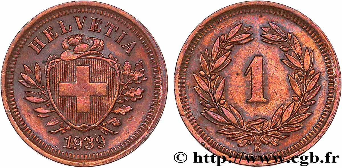 SUISSE 1 Centime (Rappen) Croix Suisse 1939 Berne TTB 