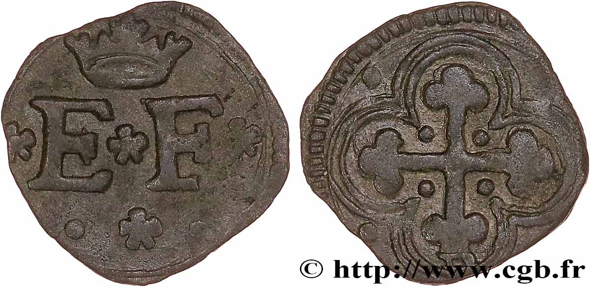 SAVOY - DUCHY OF SAVOY - EMMANUEL-PHILIBERT Quart de sol, 1er type (quarto di soldo, I tipo) s.d. Bourg-en-Bresse XF 