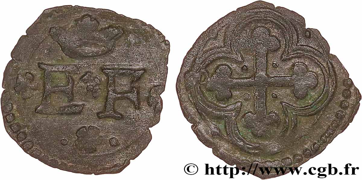 DUCADO DE SABOYA - MANUEL FILIBERTO Quart de sol, 1er type (quarto di soldo, I tipo) s.d. Bourg-en-Bresse BC+ 