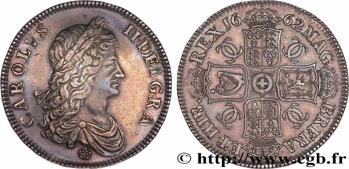 ANGLETERRE - ROYAUME D ANGLETERRE - CHARLES II Crown 1662  TTB+ 