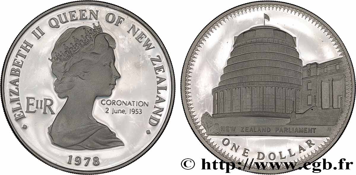NUOVA ZELANDA
 1 Dollar 25e anniversaire du couronnement d’Elisabeth II 1978 Royal British Mint MS 