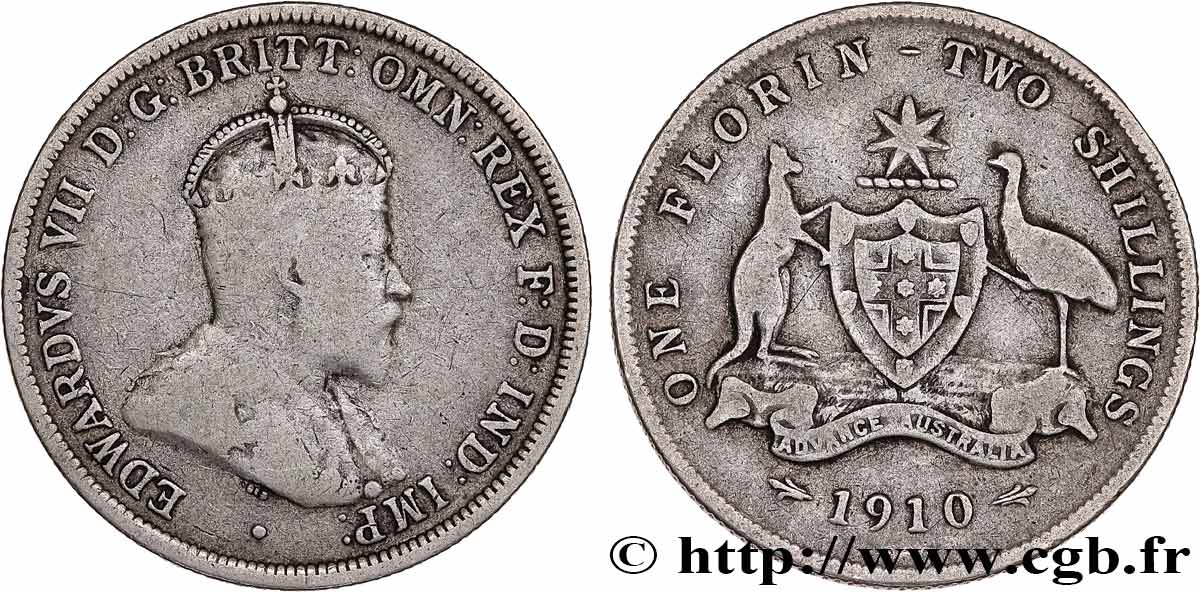 AUSTRALIE - EDOUARD VII 1 Florin  1910 Londres TB 