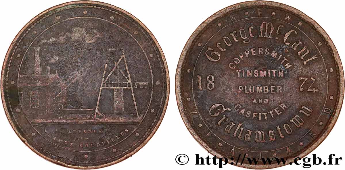 NOUVELLE-ZÉLANDE 1 Penny Token 1874  TB 