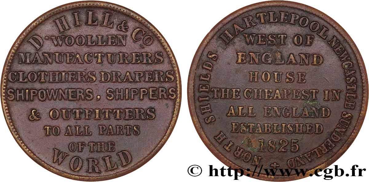 BRITISH TOKENS OR JETTONS 1/2 Penny D. Hill and Co 1825  AU 
