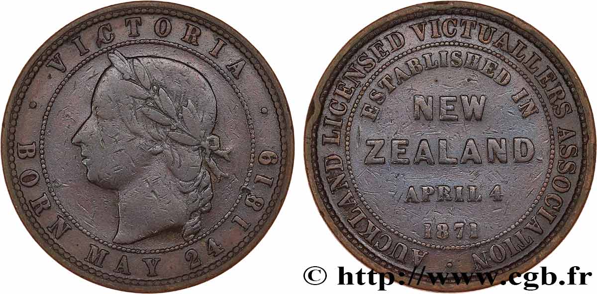 NOUVELLE-ZÉLANDE 1 Penny Token 1871  TB+ 