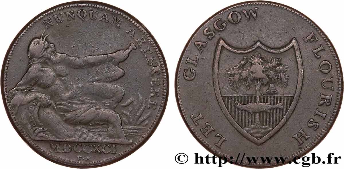 VEREINIGTEN KÖNIGREICH (TOKENS) 1/2 Penny Glasgow (Lanarkshire) 1791  fSS 