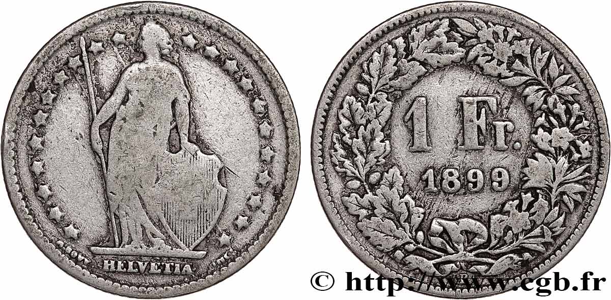 SVIZZERA  1 Franc Helvetia 1899 Berne MB 