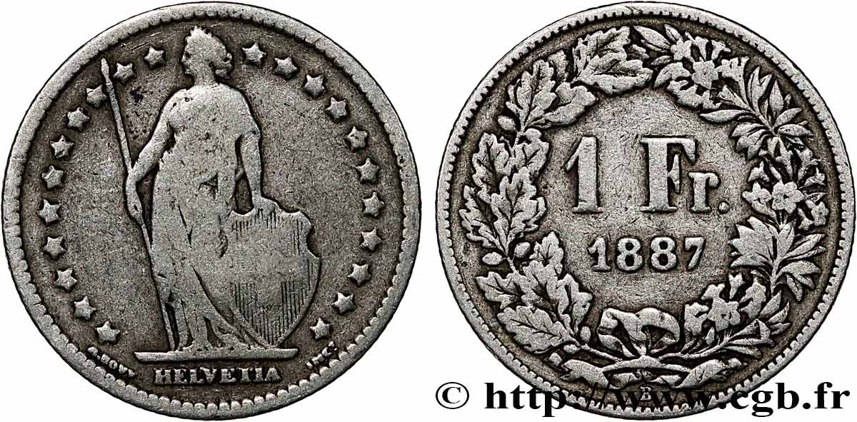 SUISSE 1 Franc Helvetia 1887 Berne TB 